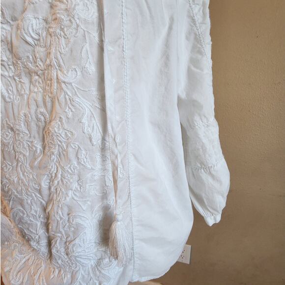 Lauren Ralph Lauren White Peasant Top Women's SZ Large Embroidery Boho - Picture 6 of 11